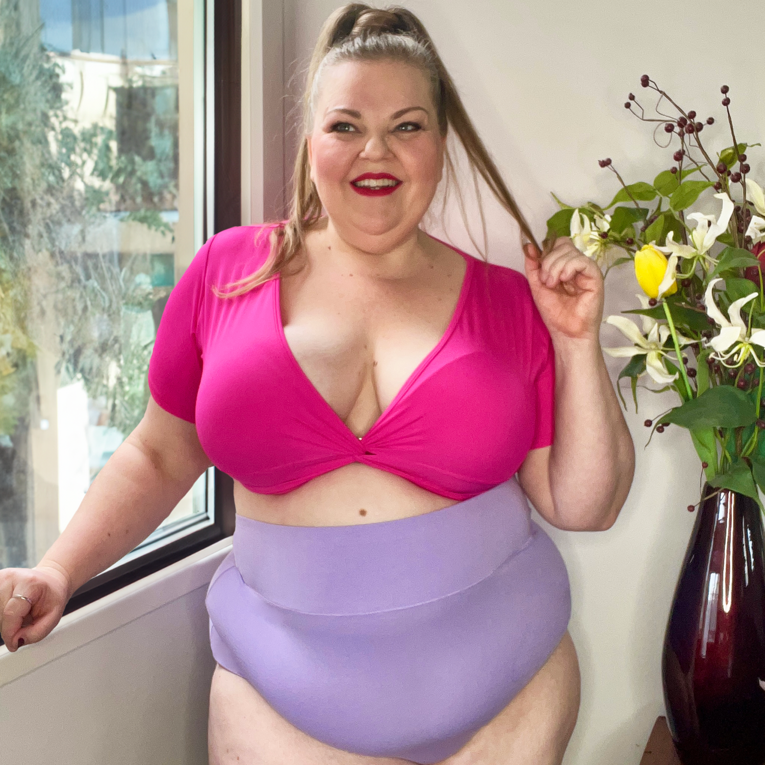 Onderbroek van biologisch katoen met super hoge taille - Cassis de Violet