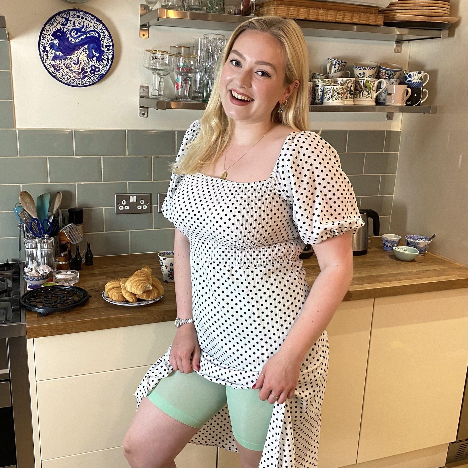 Blijf Kalm Kopvoorn Wrijven Shorts - Pistachio