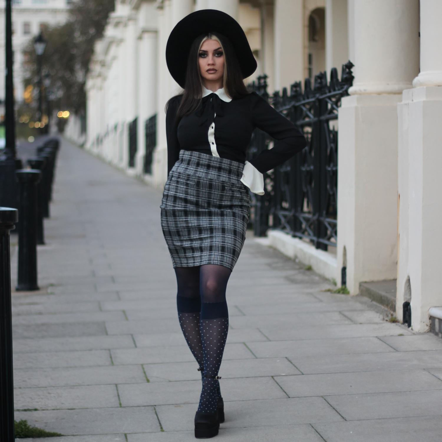 Seoul Chic Faux Sock Tights - Navy