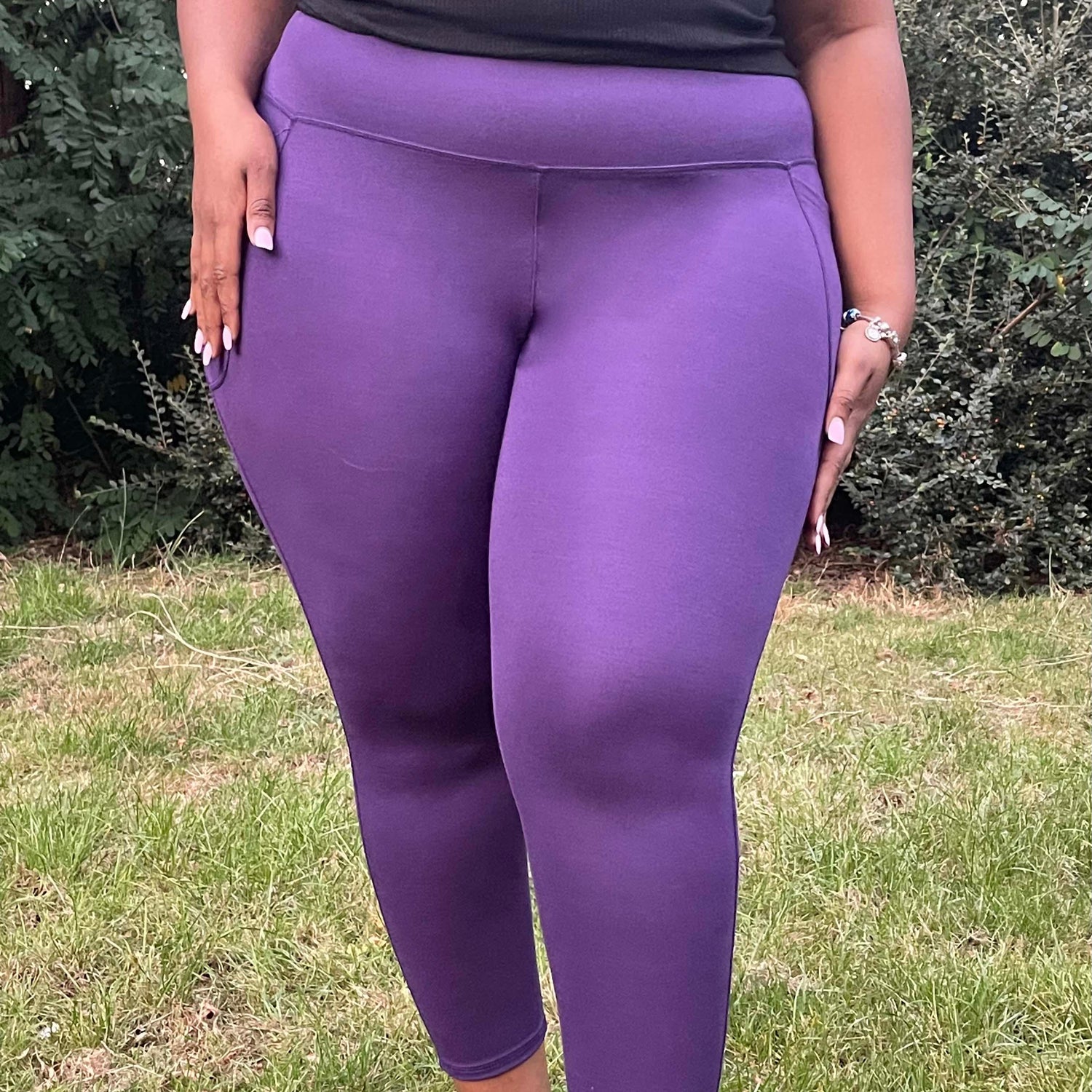 Krótkie legginsy Squat Proof - Suffragette Purple