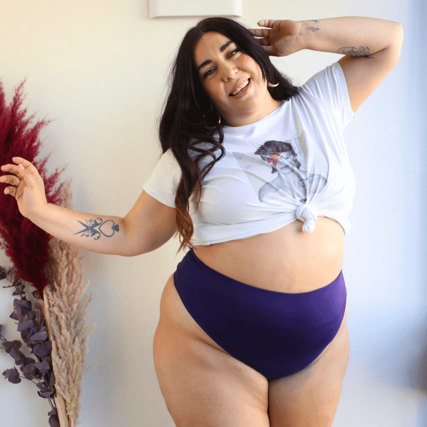 Stringi z bawełny organicznej - Suffragette Purple