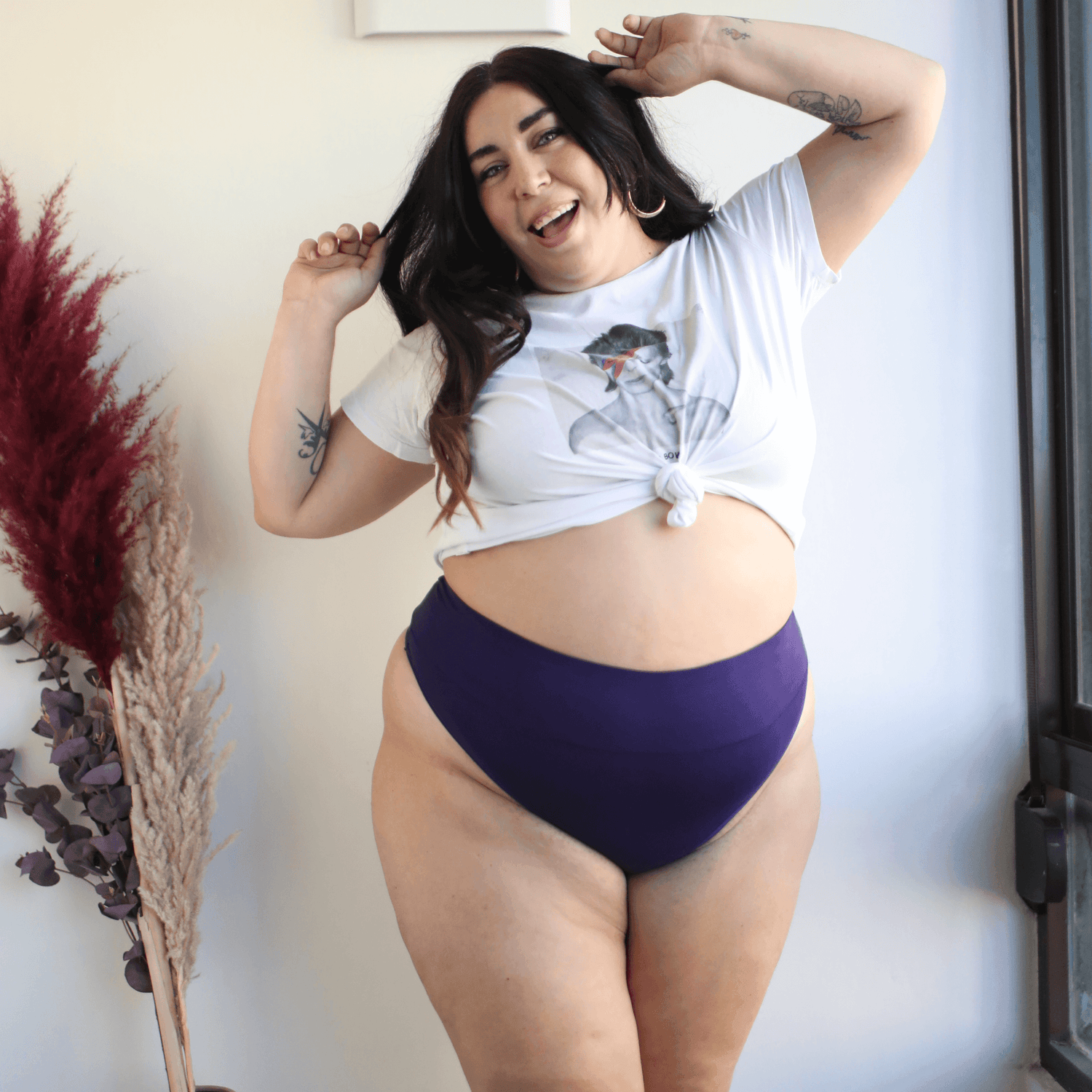 Stringi z bawełny organicznej - Suffragette Purple