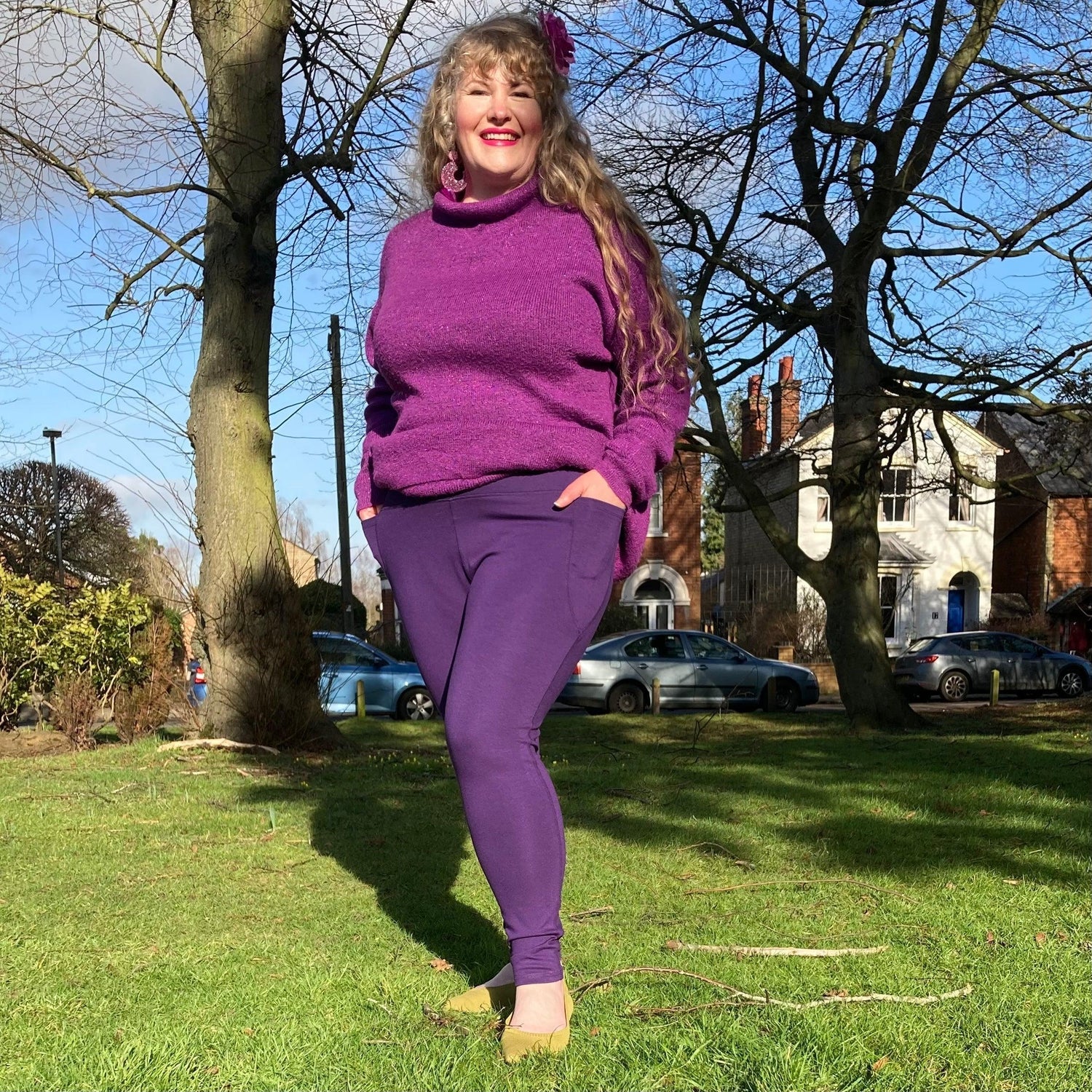 Długie legginsy Squat Proof - Suffragette Purple