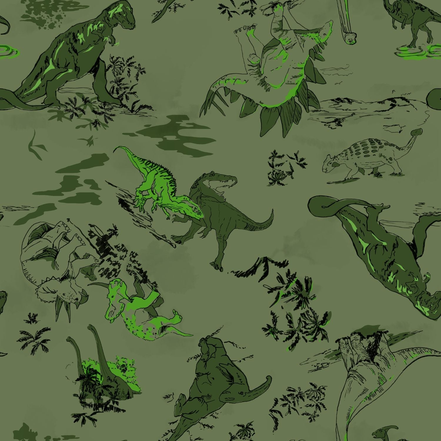 Vestido envolvente com dinossauros - Brachio de Joy