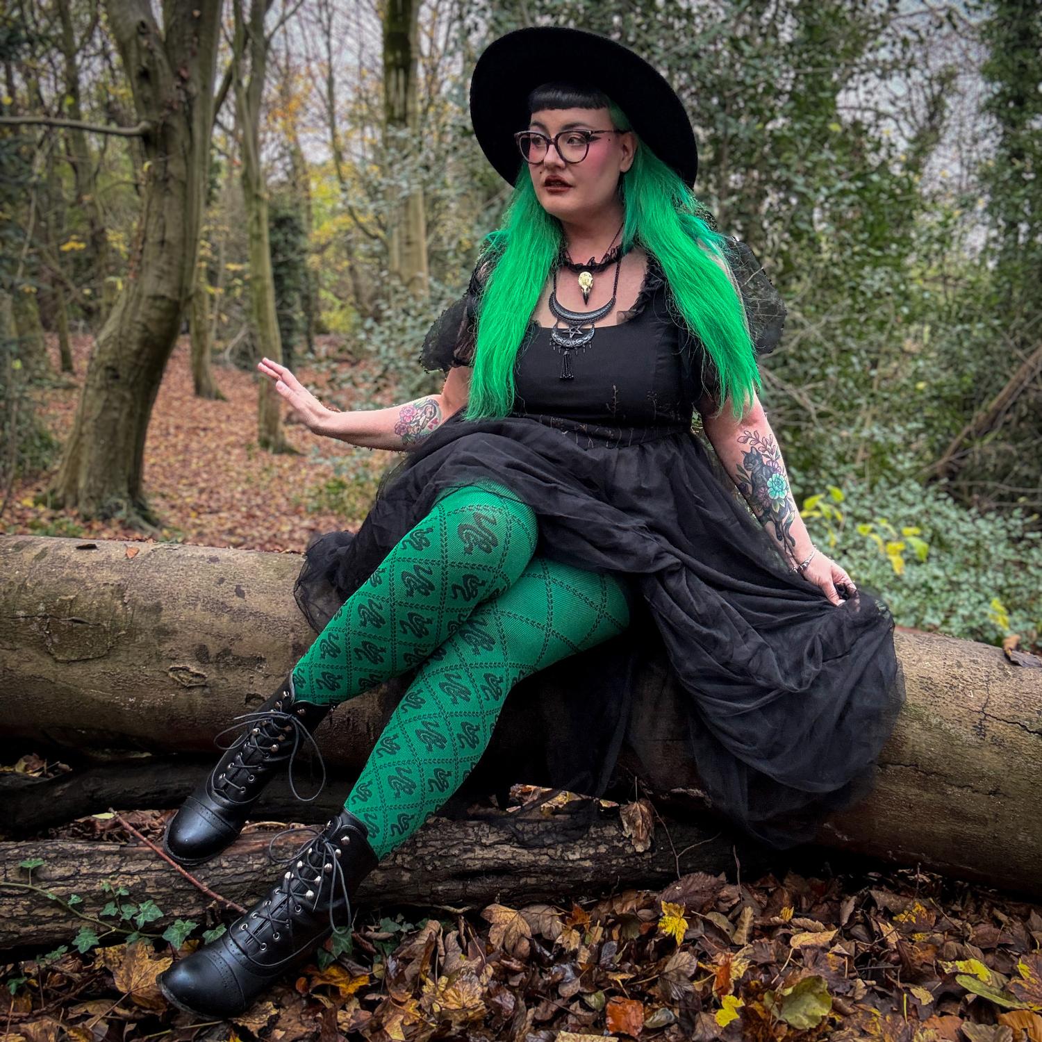 Collants opacos 80 Denier - Corra Snakes - Verde folhagem