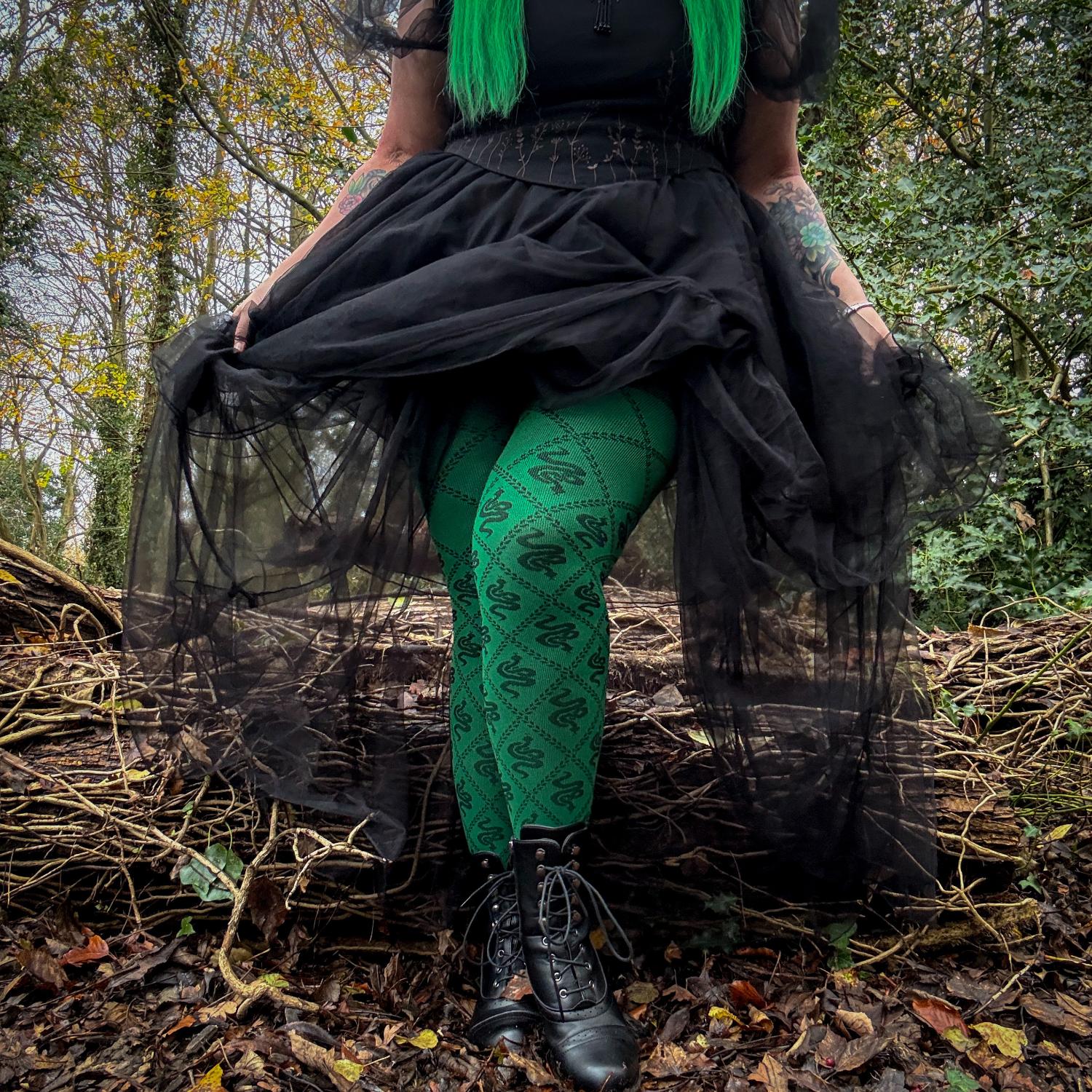 Collants opacos 80 Denier - Corra Snakes - Verde folhagem