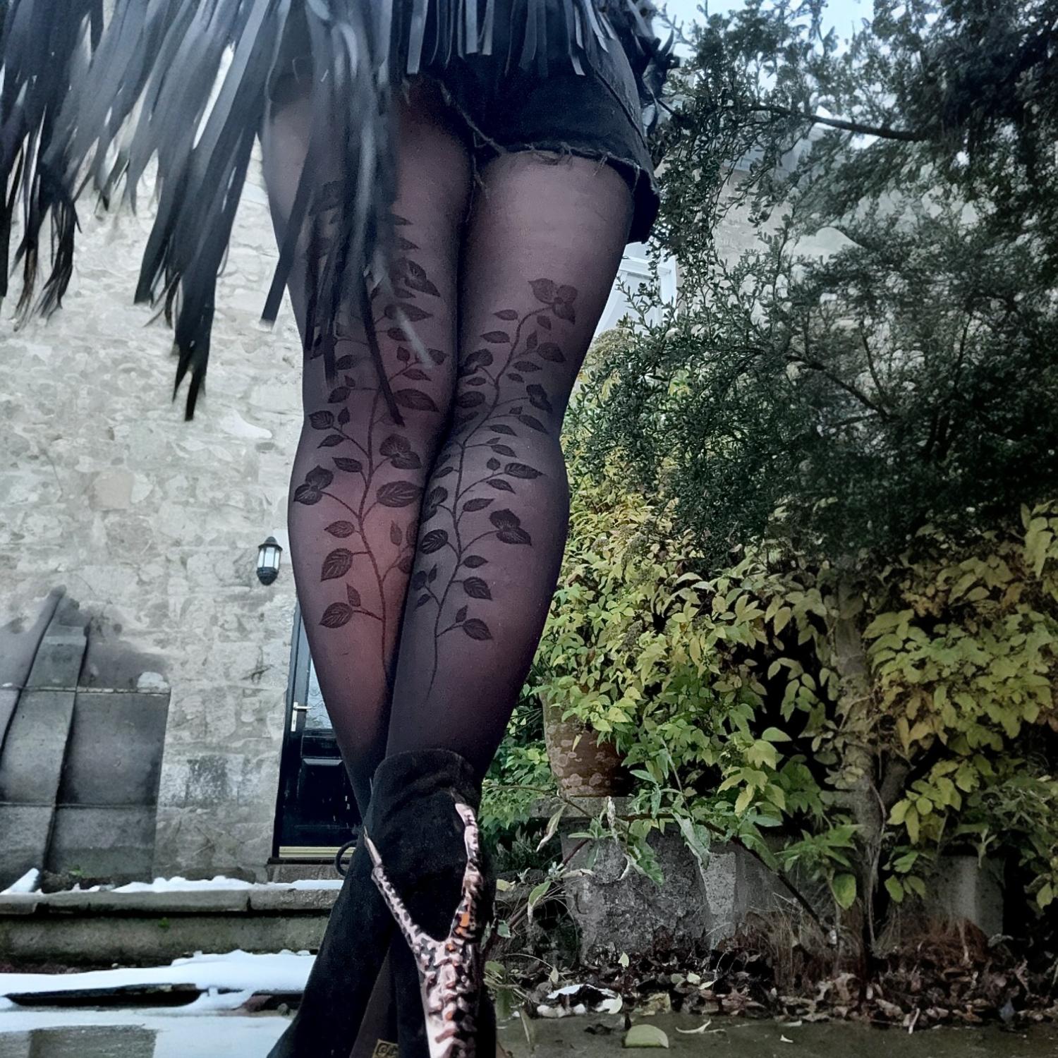 Collants transparentes 30 Denier - Corra Bloom Flower Seam - Preto