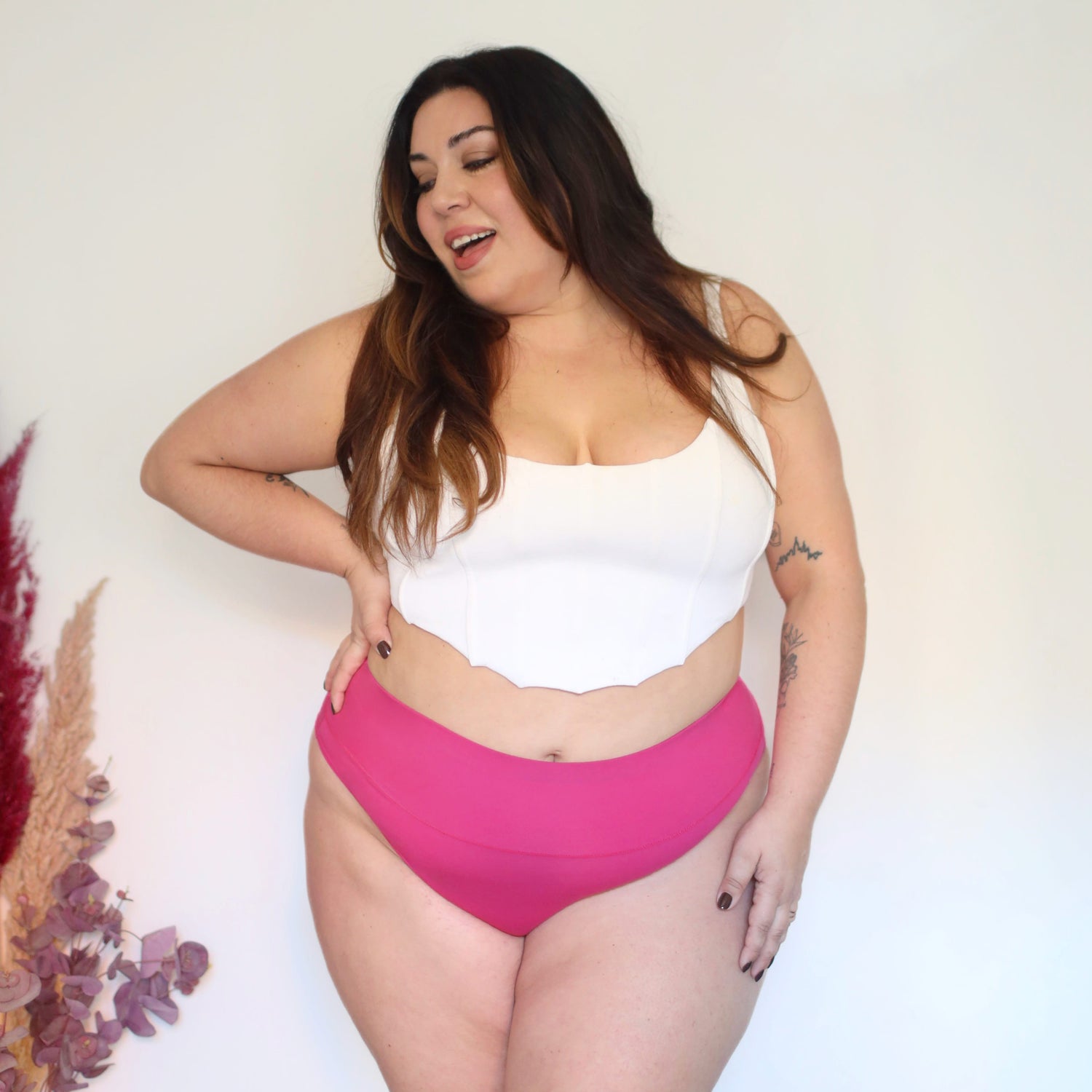 Cuecas de algodão orgânico de perna super alta - Barbara
