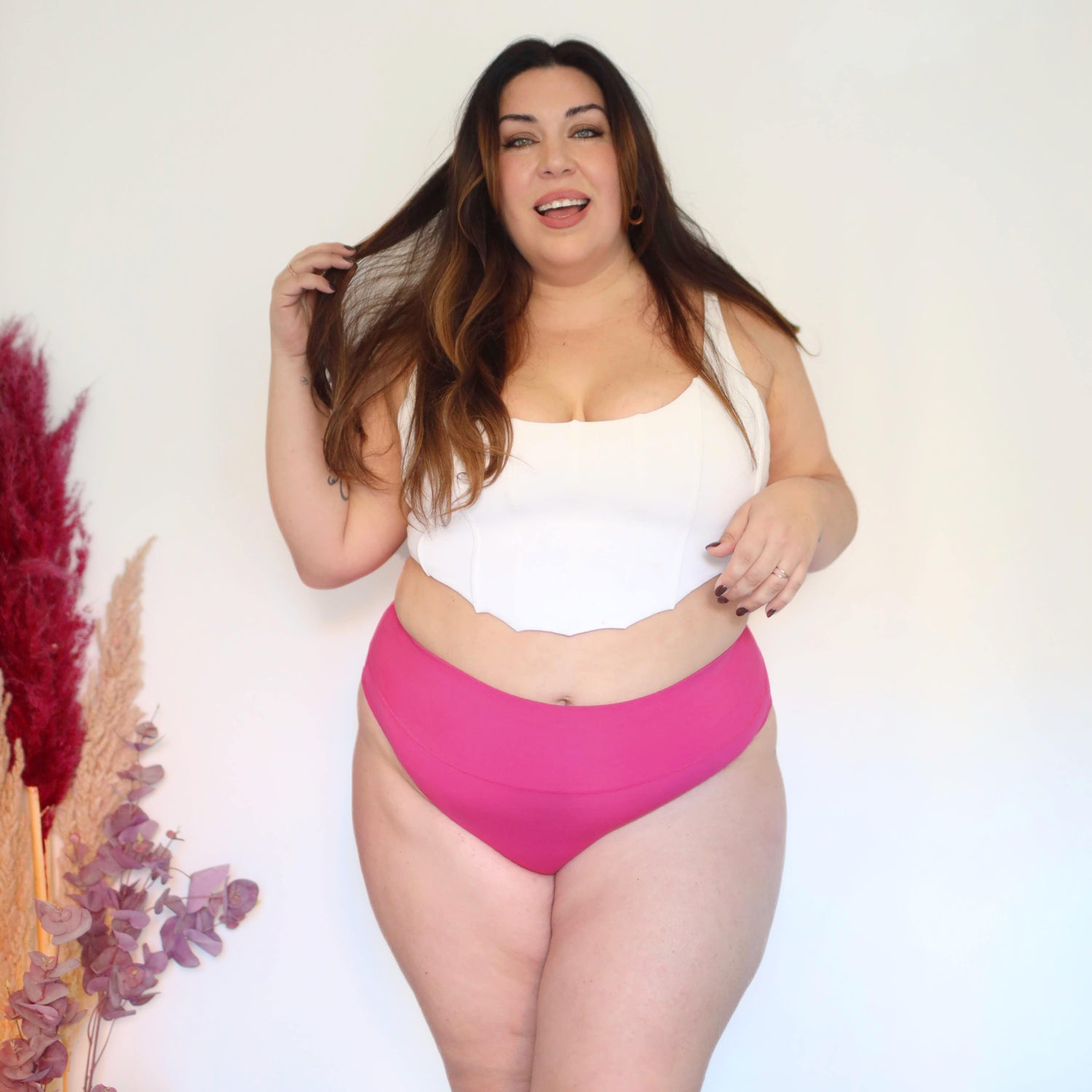 Cuecas de algodão orgânico de perna super alta - Barbara