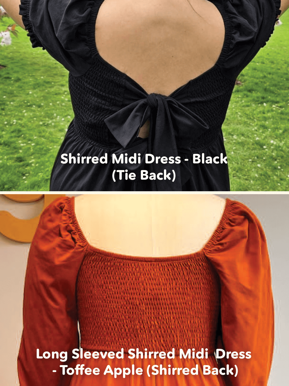 Vestido midi com mangas compridas e ombros cruzados - Toffee Apple