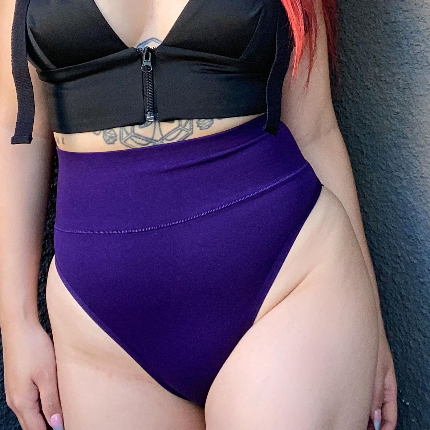 Cuecas de algodão orgânico de perna super alta - Suffragette Purple