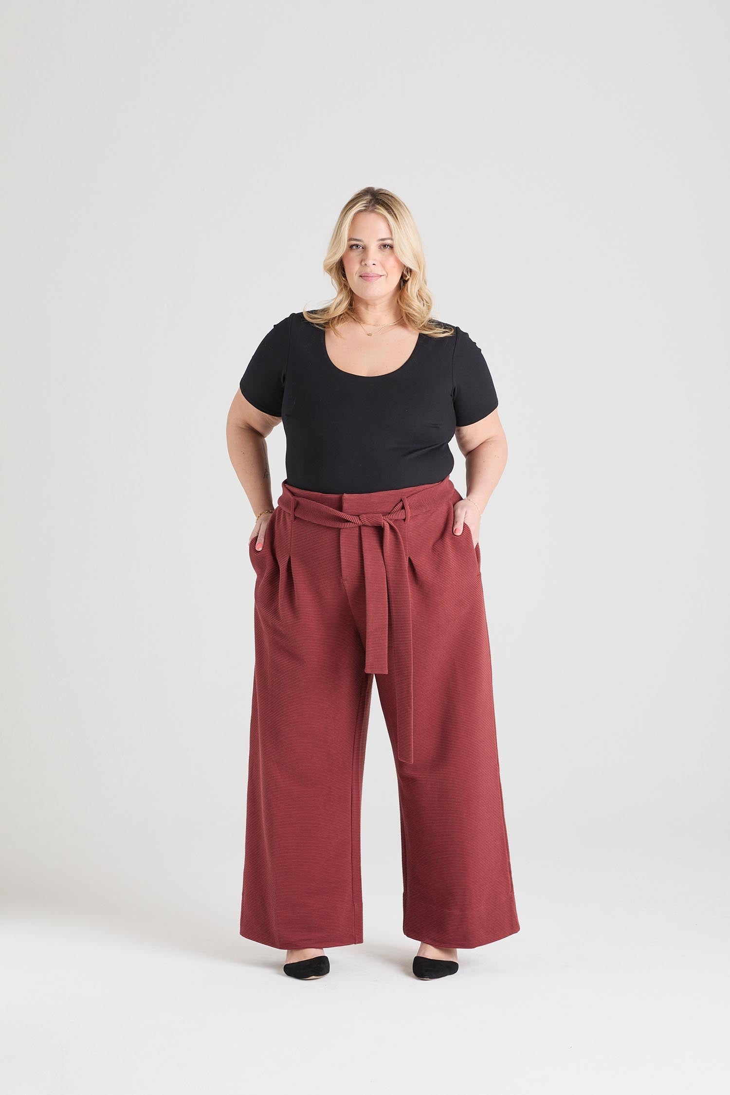 Ottoman Tailored byxor med vida ben - Cinnamon