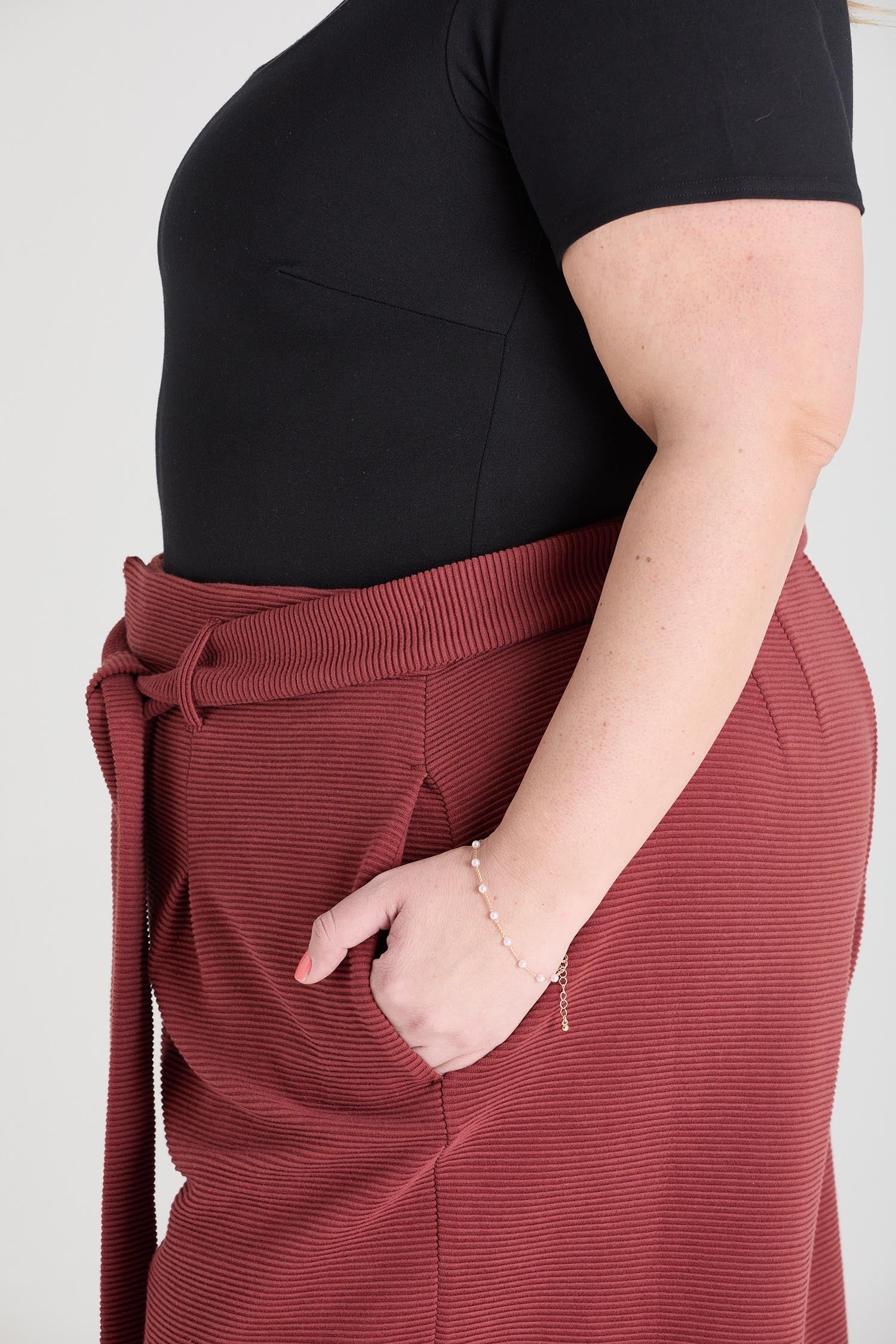 Ottoman Tailored byxor med vida ben - Cinnamon