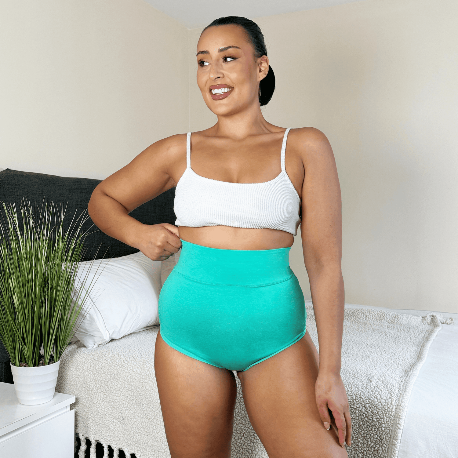 Super High Waist Knickers i ekologisk bomull - Mint