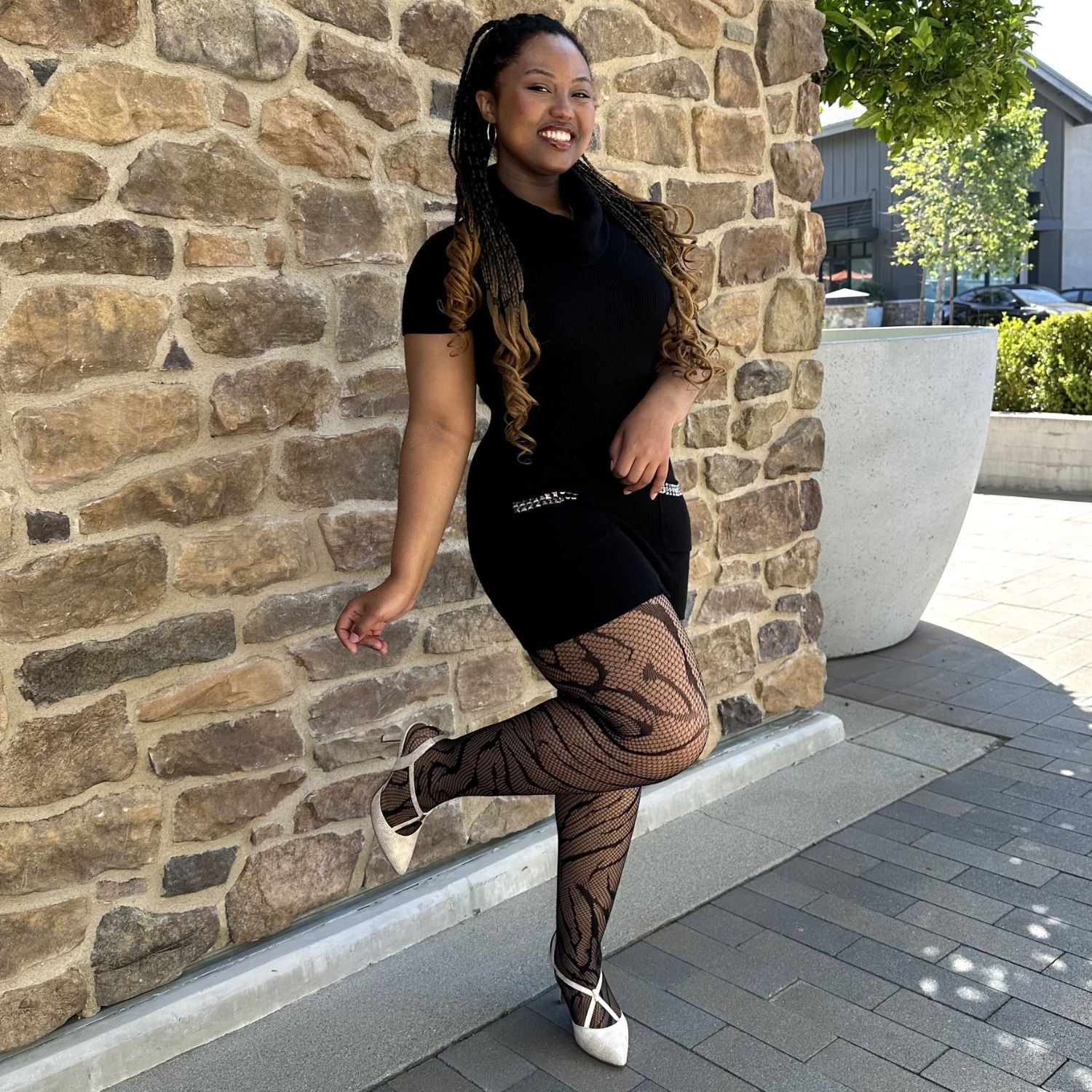 Feline Myself - Tigerrandiga nätstrumpor