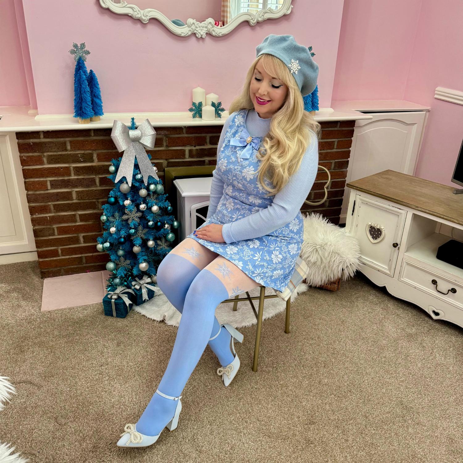 Julstrumpbyxor - Strumpeband med snöflingor