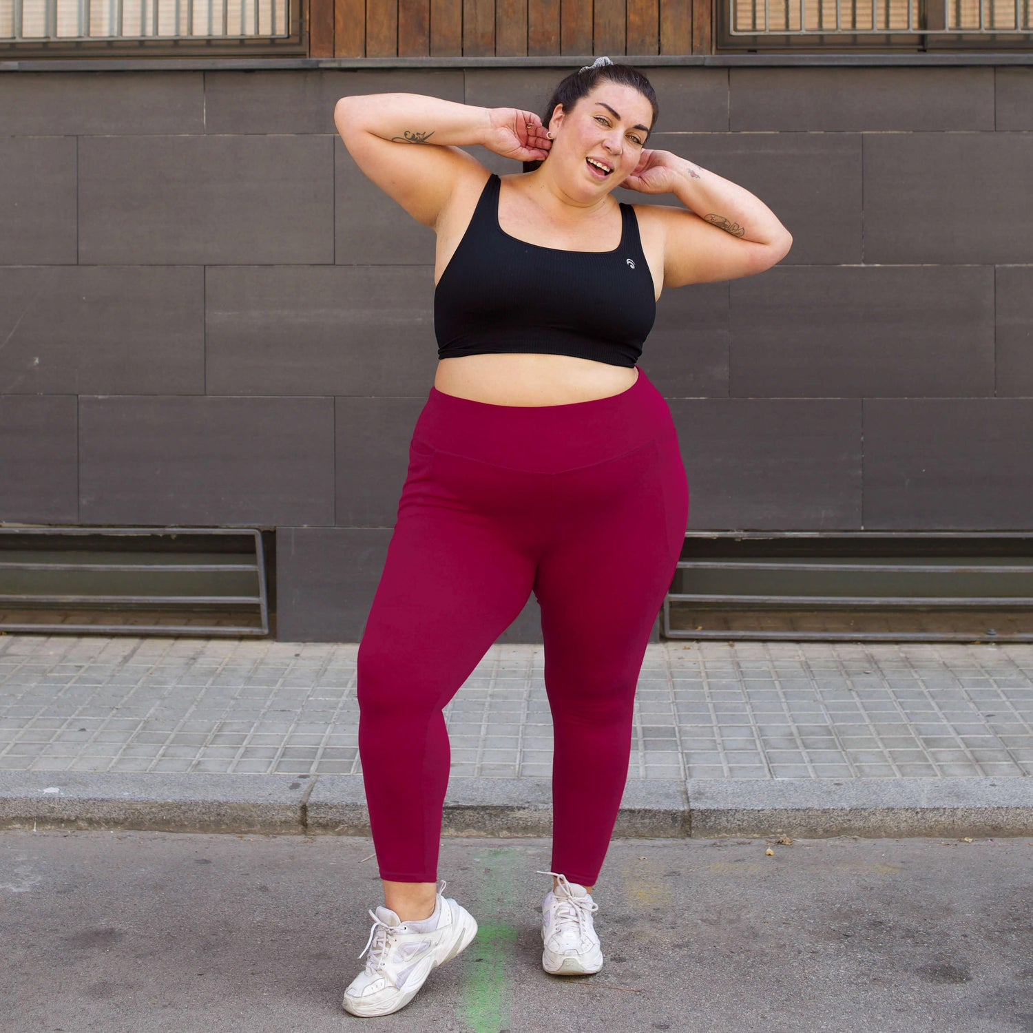Squat Proof korta leggings - Raspberry Pie