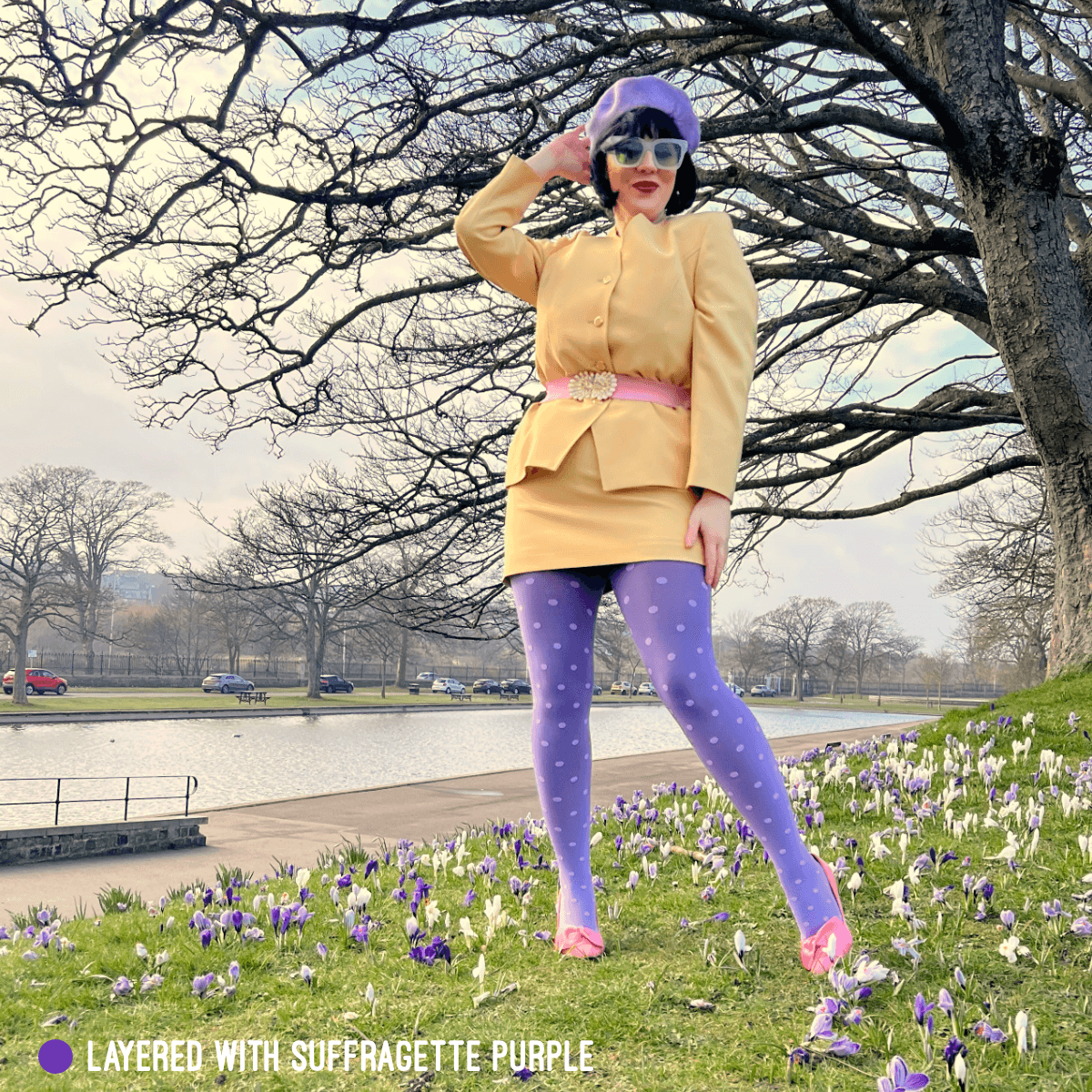 Polkagrisstrumpbyxor - Cassis de Violet